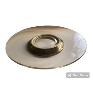 Studio Silversmiths Glass Cake Plate Stand Silverplate Pedestal 14"